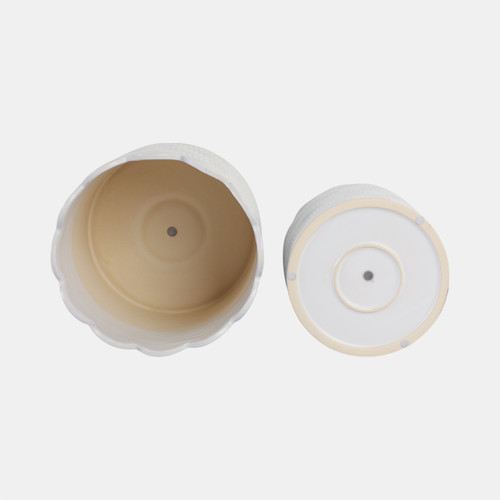 21792-04#S/2 9/12"  Arch Planters, White