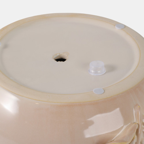 21796-03#9" Flower Applique Planter, Ivory