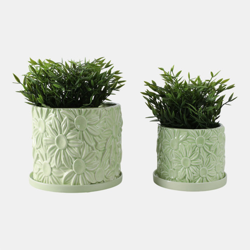 21829-02#S/2 6/8" Daisy Flower Planter, Green