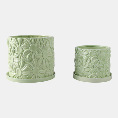 21829-02#S/2 6/8" Daisy Flower Planter, Green