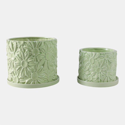 21829-02#S/2 6/8" Daisy Flower Planter, Green