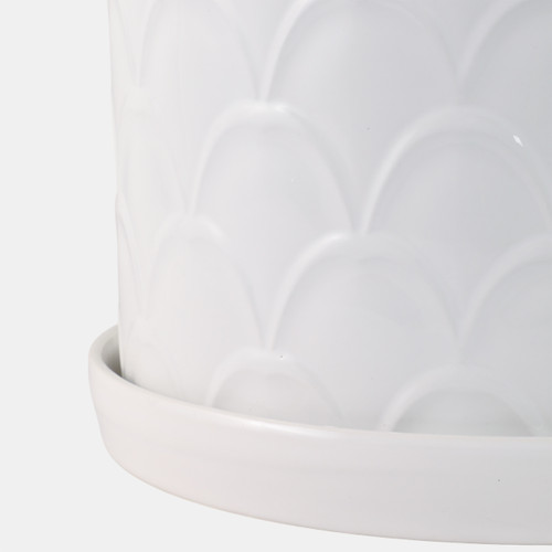 21844#S/2 10/12" Scallop Planter, White