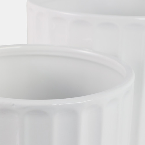21846#S/2 10/12" Ribbed Planter, White