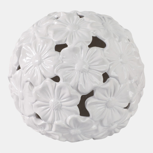 20305-04#12" Flower Cut-out Garden Orb, White
