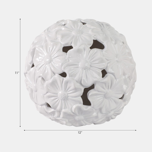 20305-04#12" Flower Cut-out Garden Orb, White