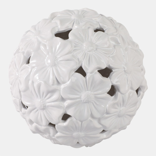 20305-04#12" Flower Cut-out Garden Orb, White
