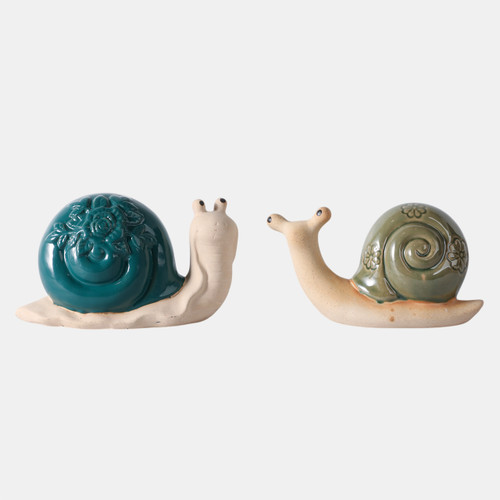 20380-01#S/2 8" Flower Snails, Blue/green