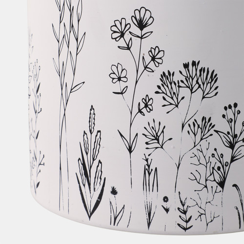 21860#S/2 6/8" Wildflower Field Planters, White/navy