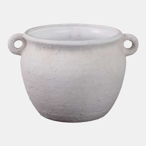 21901#10" Textured Stoneware Jug Planter, White