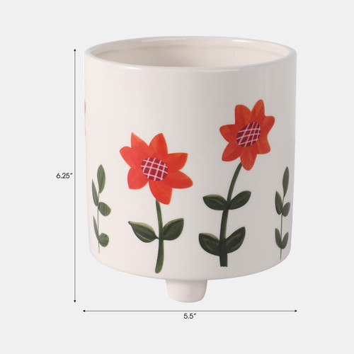 21909-01#6" Footed Hand Painted Planter, Multi