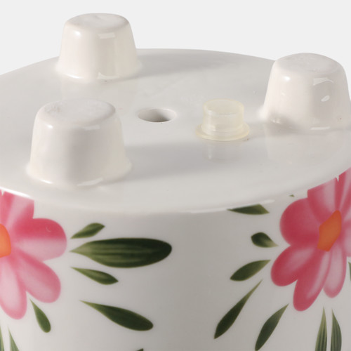 21909-02#6" Footed Hand Painted Pink Flower Planter, Multi