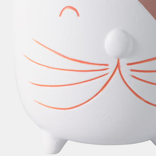 21910#6" Kitty Whiskers Footed Planter, White/tan