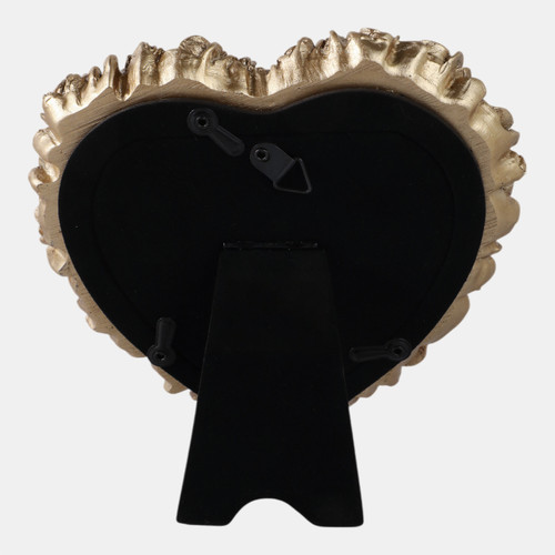 22041#4x4 Rosette Heart Photo Frame, Gold
