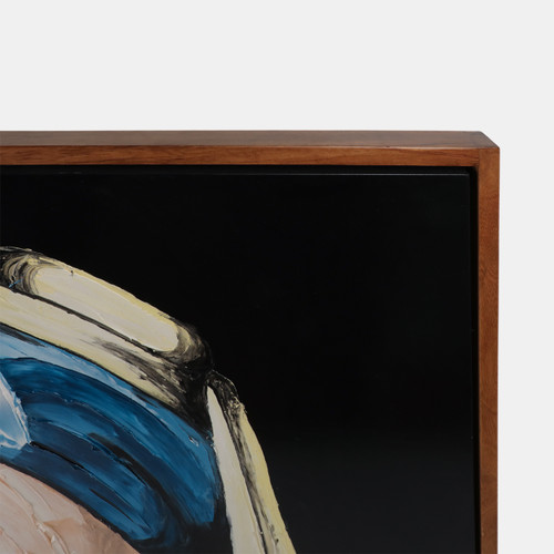 70451#47x47 Hand Painted Girl With Pearl Earring, Multi