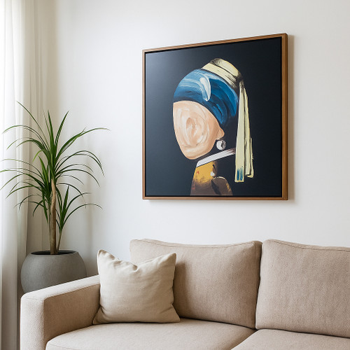 70451#47x47 Hand Painted Girl With Pearl Earring, Multi