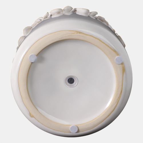 20260-03#6"  Floral Applique Planter,  Ivory