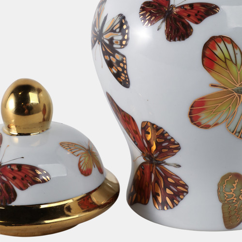 22057-01#8x5" Butterflies Temple Jar, Multi