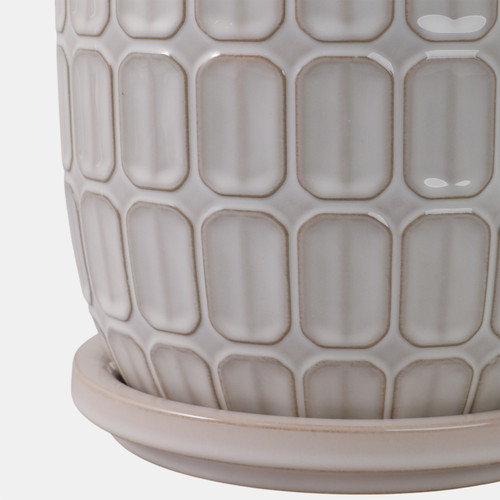 22110-02#S/2 6/8" Squoval Design Saucer Planters, White