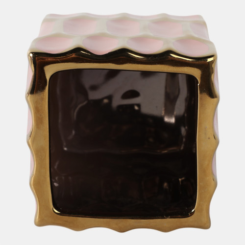 16981-09#Cer, 4"h Pen Holder, Blush/gold