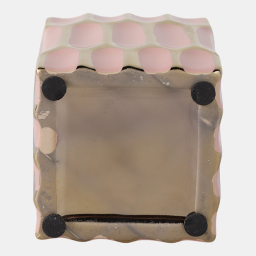 16981-09#Cer, 4"h Pen Holder, Blush/gold