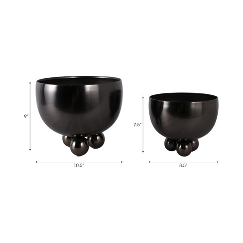 22205-01#S/2 9/11" Metal Bowl Planter With Ball Feet, Gunme