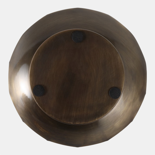 22208#S/2 9/12" Scalloped Pedestal Planter, Antique Bras