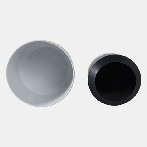 22209-05#S/2 19/23" Metal Planters On Stands, White/blk Kd