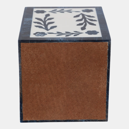 22262#4x3" Blue Petals Resin Pencil Cup, Blue/white