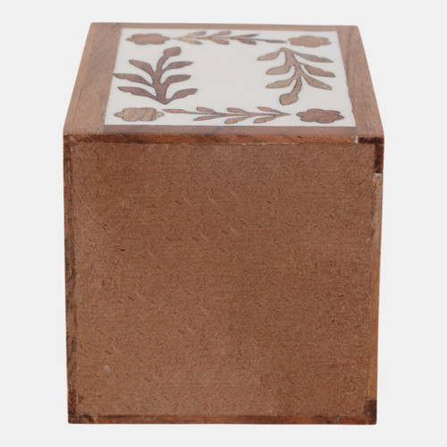 22263#4x3" Wood Petals Resin Pencil Cup, Brown/white