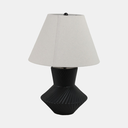 51332#23" Ribbed Totem Table Lamp, Black/white