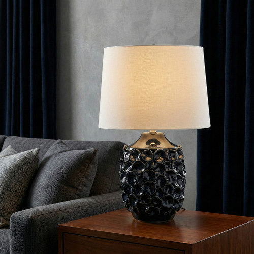 51333#25" Coastal Discs Table Lamp, Navy Blue