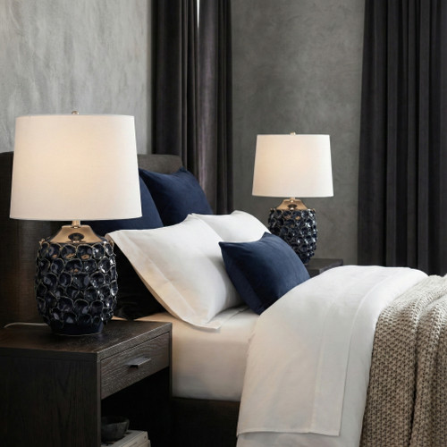 51333#25" Coastal Discs Table Lamp, Navy Blue