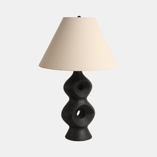 51335#28" Open Cut-out 8 Table Lamp, Black/tan