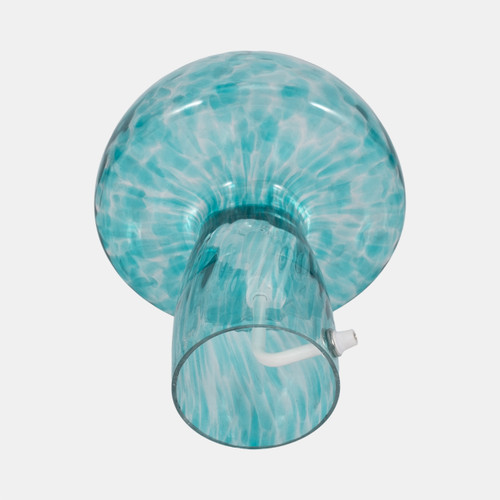51336-02#11" Spotted Mushroom Lamp, Seafoam