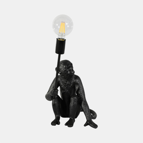 51339#20" Monkey With Lightbulb Table Lamp, Black