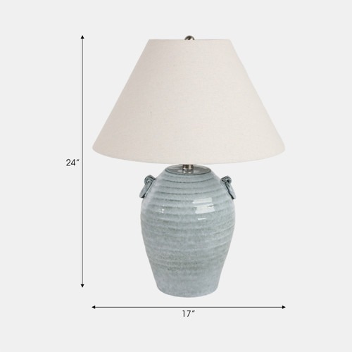 51340#24" Jug Table Lamp With Handles Tapered Shade,blue