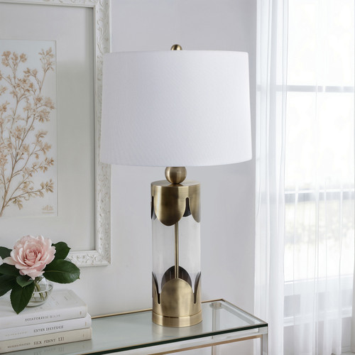 51347#30x16" Scallop Border Lamp, Gold