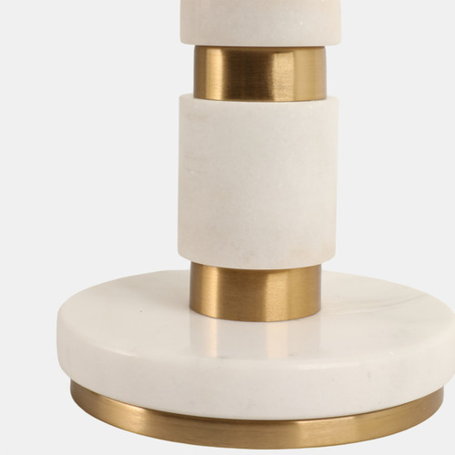 51378-01#27x14" Stacked Marble Lamp With 2 Pulls, White/gol