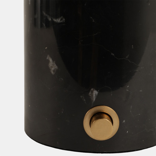 51380#12x8" Glass Shade On Marble Base With Switch, Blac