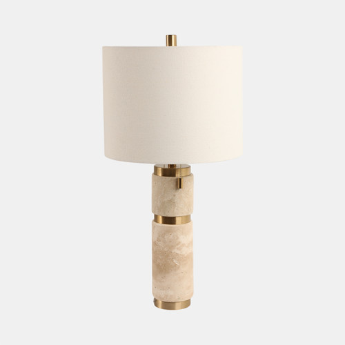 51381#26x13" Travertine Lamp With 2 Pulls, Tan