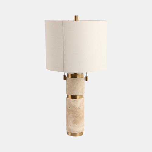51381#26x13" Travertine Lamp With 2 Pulls, Tan