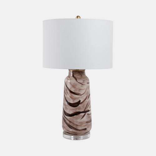 51402-01#29x17" Swirled Glass Table Lamp, Brown