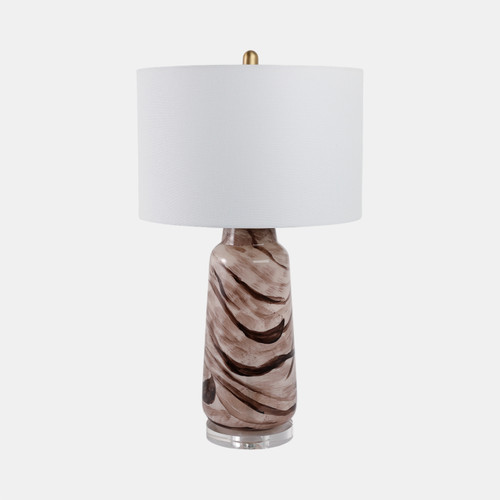 51402-01#29x17" Swirled Glass Table Lamp, Brown