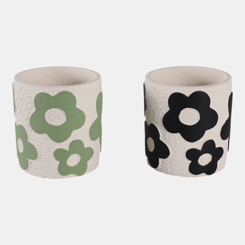 22291#S/2 4" Flower Power Pencil Cups, Multi