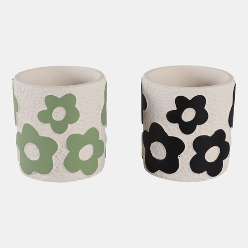 22291#S/2 4" Flower Power Pencil Cups, Multi