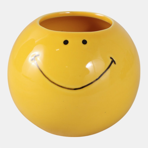 22304#4" Smiley Face Pencil Cup, Yellow