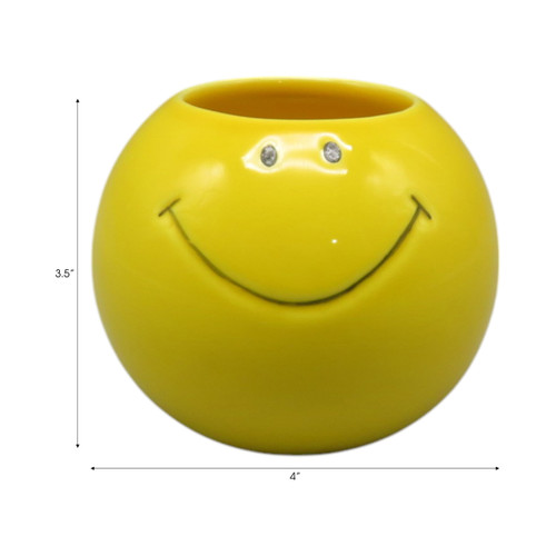 22304#4" Smiley Face Pencil Cup, Yellow