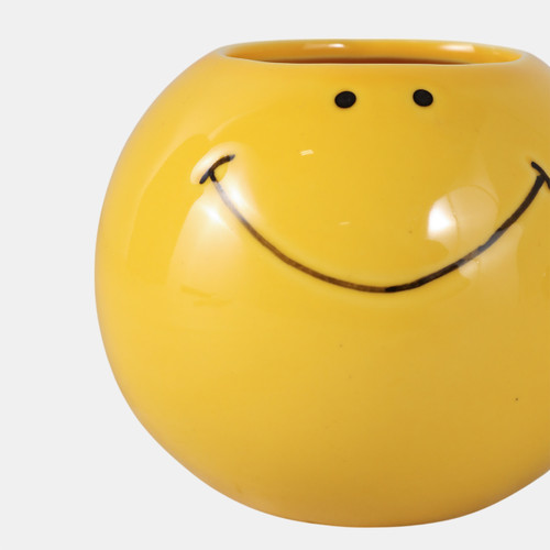 22304#4" Smiley Face Pencil Cup, Yellow