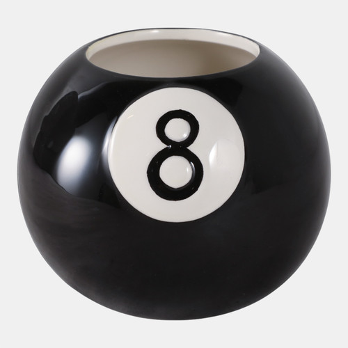 22305#4" 8-ball Pencil Cup, Black/white
