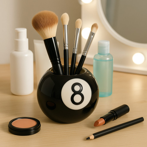 22305#4" 8-ball Pencil Cup, Black/white